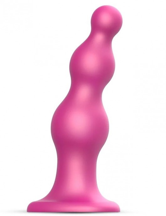 Розовая насадка Strap-On-Me Dildo Plug Beads size S - Strap-on-me - купить с доставкой в Иркутске