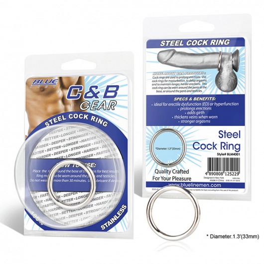 Стальное эрекционное кольцо STEEL COCK RING - 3.5 см. - BlueLine - в Иркутске купить с доставкой