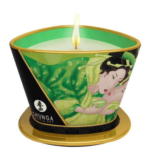 Массажная свеча Exotic Green Tea с ароматом зелёного чая - 170 мл. - Shunga - купить с доставкой в Иркутске