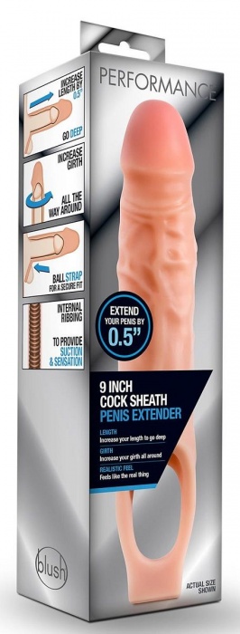 Телесная насадка на пенис 9 Inch Cock Sheath Extender - 22,2 см. - Blush Novelties - в Иркутске купить с доставкой
