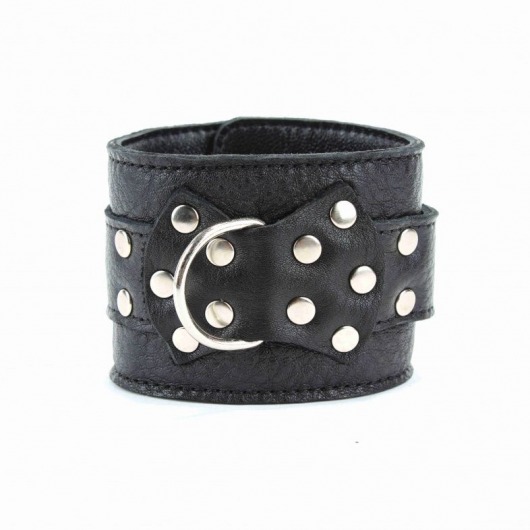 Чёрные кожаные оковы с клепками - БДСМ Арсенал - купить с доставкой в Иркутске
