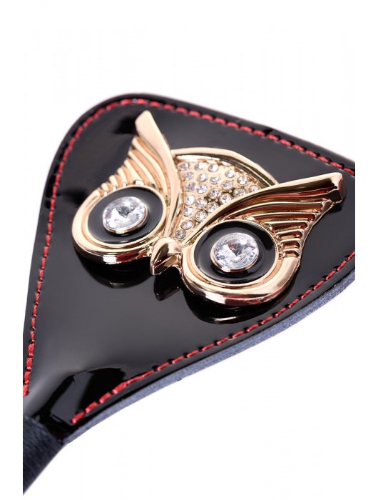 Чёрный стек с совой на кожаном наконечнике - 24 см. - ToyFa - купить с доставкой в Иркутске