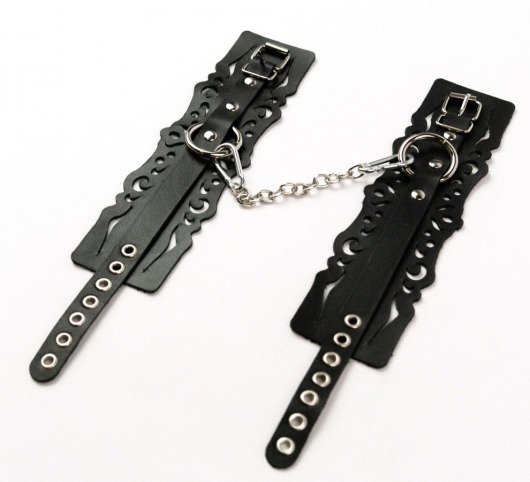 Узорчатые кожаные оковы с регулируемыми ремешками - Crazy Handmade - купить с доставкой в Иркутске