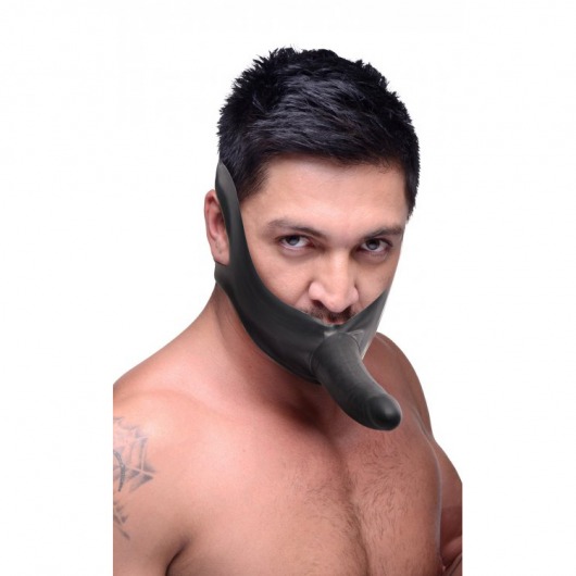 Черный кляп-страпон Masters Mini Face Fuck Strap-On - 14 см. - XR Brands - купить с доставкой в Иркутске