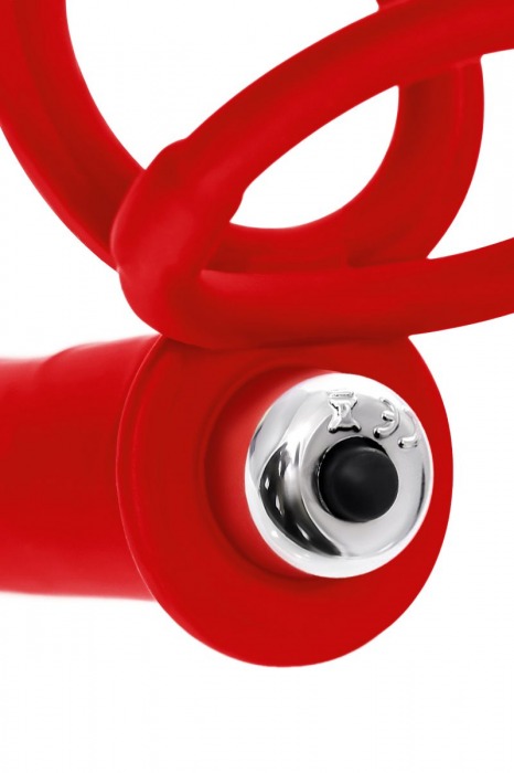 Красная насадка на пенис для двойного проникновения - 19 см. - ToyFa - купить с доставкой в Иркутске