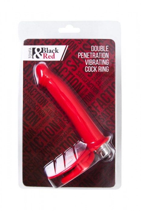 Красная насадка на пенис для двойного проникновения - 19 см. - ToyFa - купить с доставкой в Иркутске