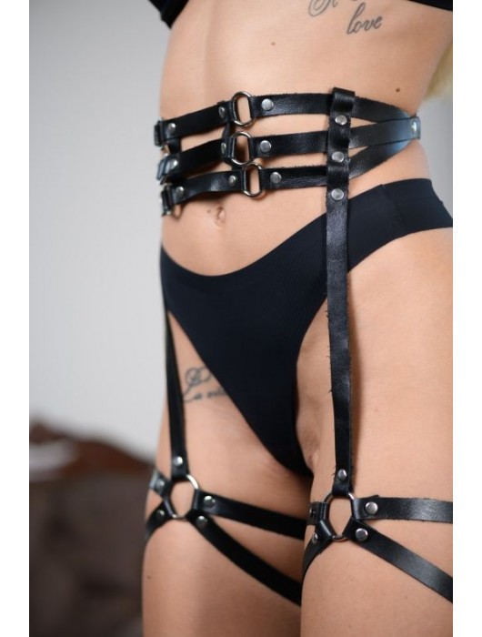 Кожаные гартеры на поясе Esteria - БДСМ Арсенал - купить с доставкой в Иркутске