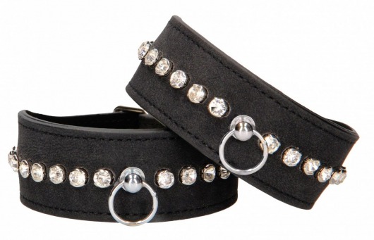 Черные поножи Diamond Studded Ankle Cuffs - Shots Media BV - купить с доставкой в Иркутске