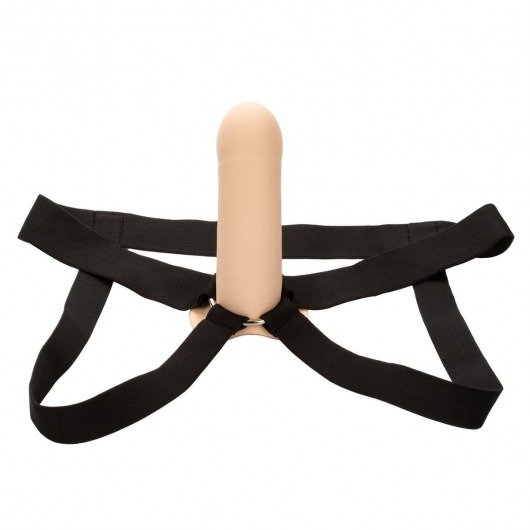 Телесный фаллопротез из силикона Extension with Harness - 15,75 см. - California Exotic Novelties - купить с доставкой в Иркутске