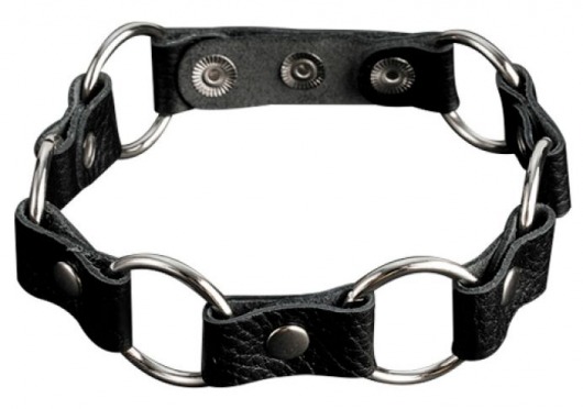 Кожаный черный ошейник с кольцами - Sitabella - купить с доставкой в Иркутске