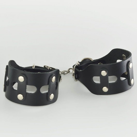 Черные кожаные наручники  Цезарь - Sitabella - купить с доставкой в Иркутске
