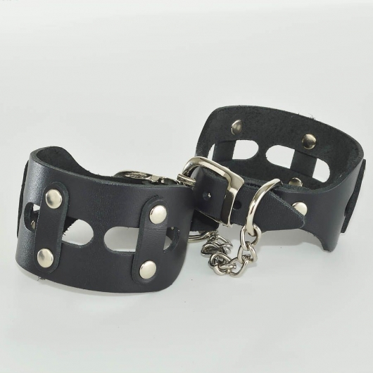 Черные кожаные наручники  Цезарь - Sitabella - купить с доставкой в Иркутске
