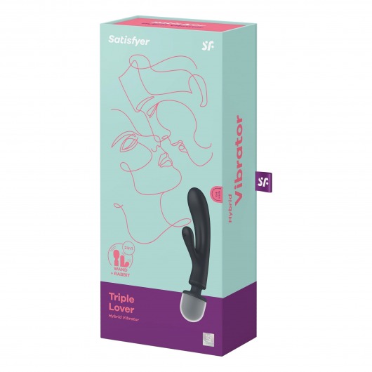 Серый двусторонний вибромассажер Triple Lover - 23,7 см. - Satisfyer