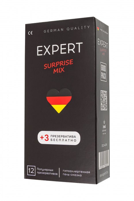 Презервативы EXPERT Surprise Mix - 12 шт.(+3 в подарок) - Expert - купить с доставкой в Иркутске