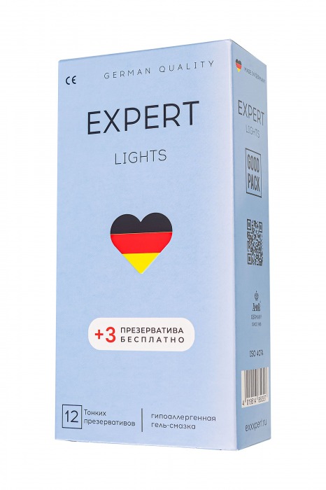 Ультратонкие презервативы EXPERT Lights - 12 шт.(+3 в подарок) - Expert - купить с доставкой в Иркутске