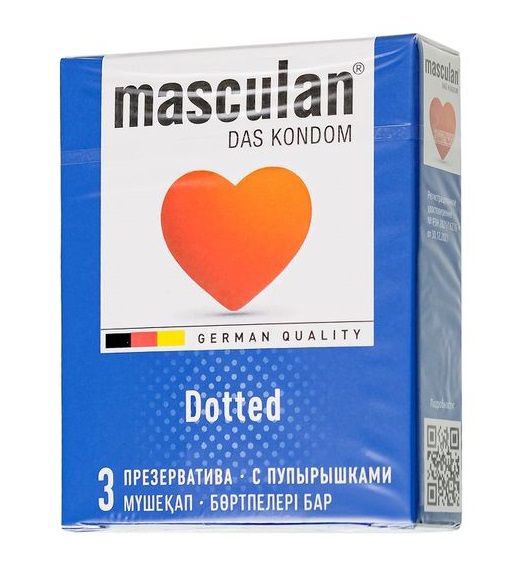 Презервативы с пупырышками Masculan Dotted - 3 шт. - Masculan - купить с доставкой в Иркутске