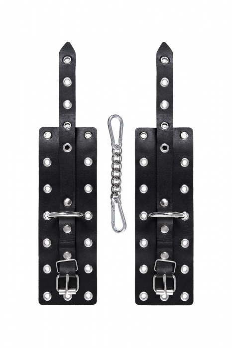 Черные кожаные однослойные наручники с люверсами - Pecado - купить с доставкой в Иркутске