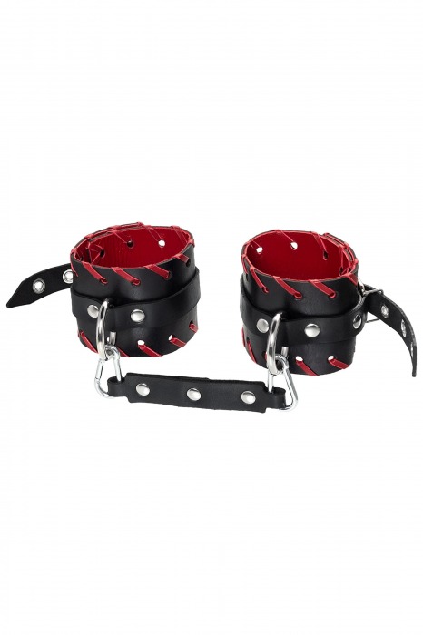 Черно-красные оковы из натуральной кожи - Pecado - купить с доставкой в Иркутске
