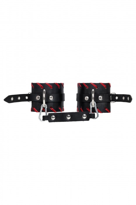 Черно-красные оковы из натуральной кожи - Pecado - купить с доставкой в Иркутске