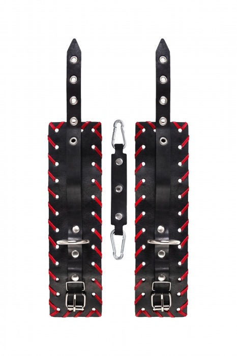 Черно-красные оковы из натуральной кожи - Pecado - купить с доставкой в Иркутске