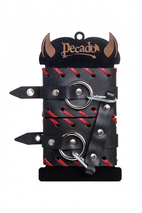 Черно-красные оковы из натуральной кожи - Pecado - купить с доставкой в Иркутске