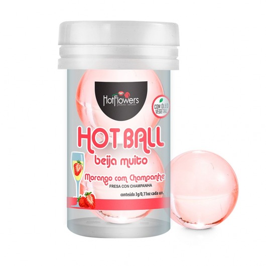 Лубрикант на масляной основе Hot Ball Beija Muito с ароматом клубники и шампанского (2 шарика по 3 гр.) - HotFlowers - купить с доставкой в Иркутске