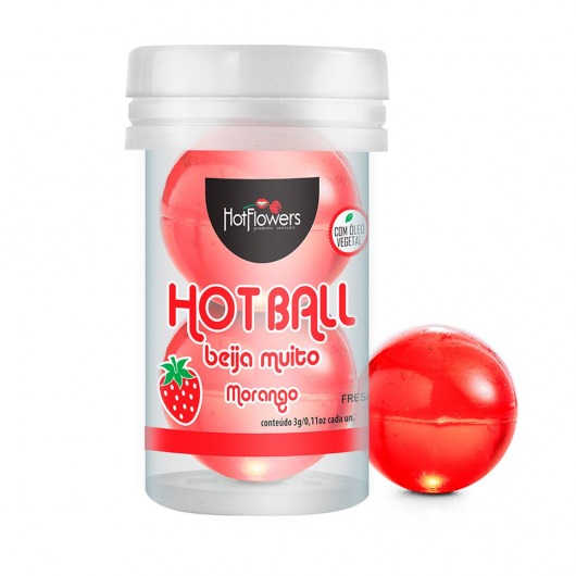 Лубрикант на масляной основе Hot Ball Beija Muito с ароматом клубники (2 шарика по 3 гр.) - HotFlowers - купить с доставкой в Иркутске