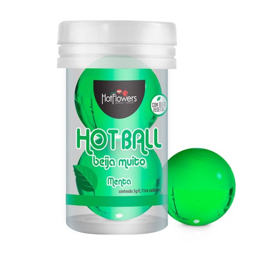 Лубрикант на масляной основе Hot Ball Beija Muito с ароматом мяты (2 шарика по 3 гр.) - HotFlowers - купить с доставкой в Иркутске