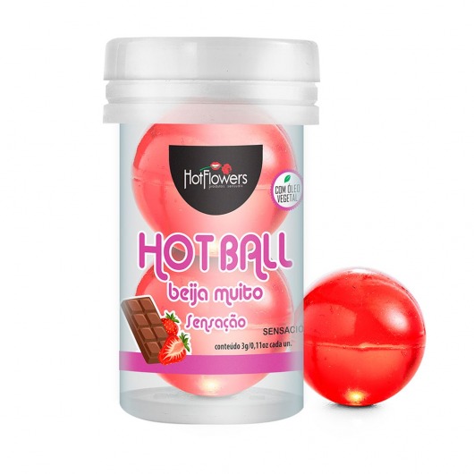 Лубрикант на масляной основе Hot Ball Beija Muito с ароматом шоколада и клубники (2 шарика по 3 гр.) - HotFlowers - купить с доставкой в Иркутске