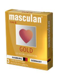 Презервативы Masculan Ultra Gold с золотым напылением и ароматом ванили - 3 шт. - Masculan - купить с доставкой в Иркутске