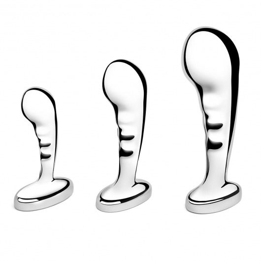 Набор из 3 стальных стимуляторов простаты Stainless Steel P-spot Training Set - b-Vibe - в Иркутске купить с доставкой