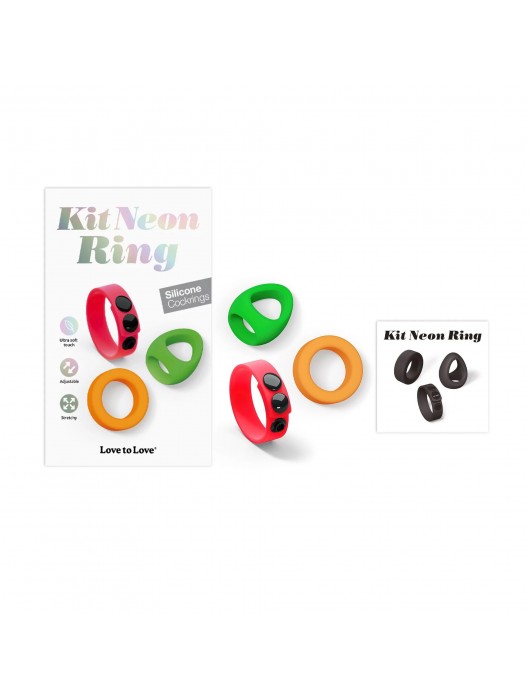 Набор из 3 разноцветных эрекционных колец Kit Neon Ring - Love to Love - в Иркутске купить с доставкой