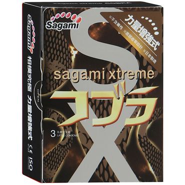 Суженные к основанию презервативы Sagami Xtreme COBRA - 3 шт. - Sagami - купить с доставкой в Иркутске