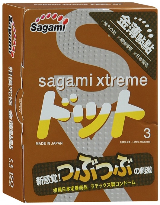 Презервативы Sagami Xtreme FEEL UP с точечной текстурой и линиями прилегания - 3 шт. - Sagami - купить с доставкой в Иркутске