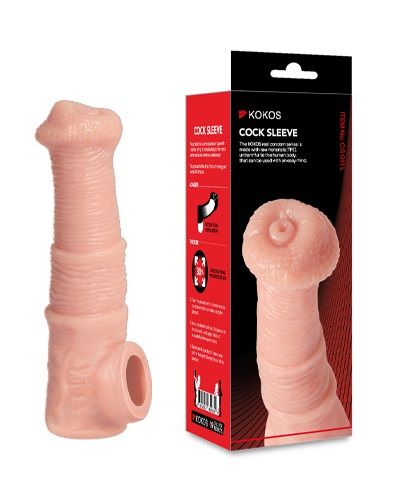 Телесная фантазийная насадка на член Cock Sleeve Size M - KOKOS - в Иркутске купить с доставкой