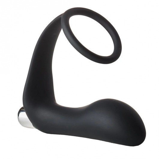 Черное эрекционное кольцо с вибропробкой Vibrating Anal Plug With Cockring - Dream Toys - в Иркутске купить с доставкой