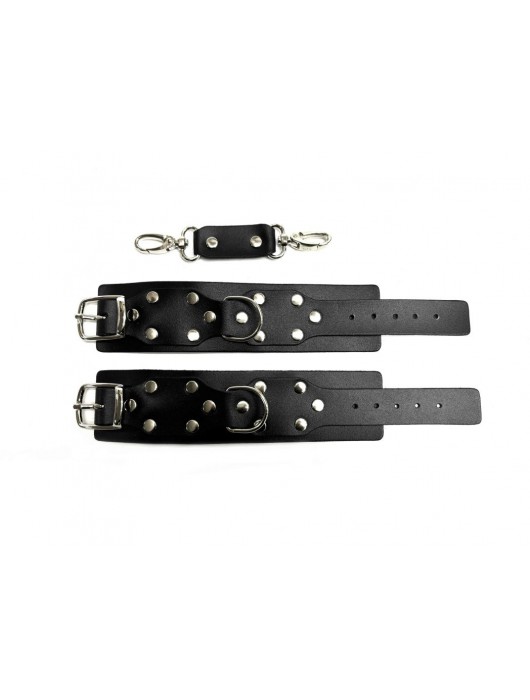 Черные кожаные наручники Sex Game - БДСМ Арсенал - купить с доставкой в Иркутске