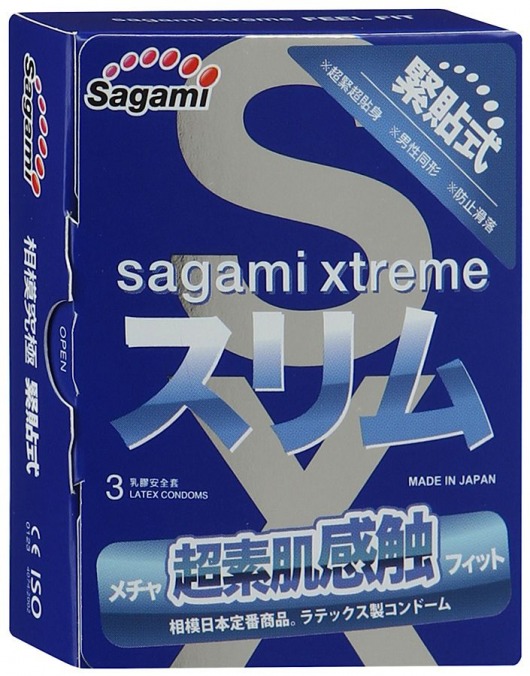 Розовые презервативы Sagami Xtreme FEEL FIT 3D - 3 шт. - Sagami - купить с доставкой в Иркутске