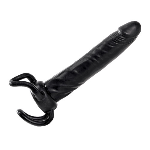 Чёрная насадка-фаллос для двойного проникновения INFLATABLE DILDO SLIM DONG  - 13,5 см. - Toyz4lovers - в Иркутске купить с доставкой