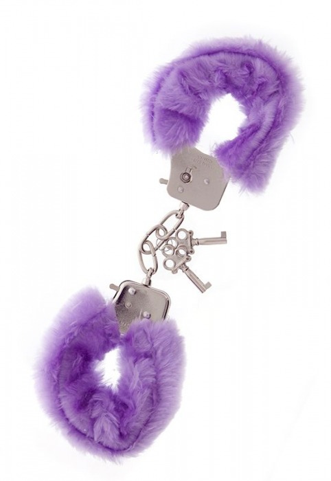 Фиолетовые меховые наручники METAL HANDCUFF WITH PLUSH LAVENDER - Dream Toys - купить с доставкой в Иркутске