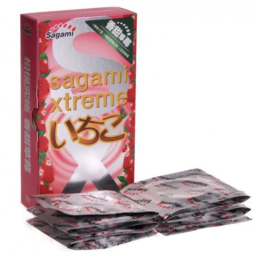 Презервативы Sagami Xtreme Strawberry c ароматом клубники - 10 шт. - Sagami - купить с доставкой в Иркутске