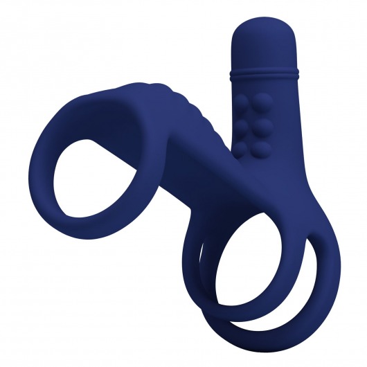 Синяя вибронасадка на пенис Vibrating Penis Sling - Baile - в Иркутске купить с доставкой