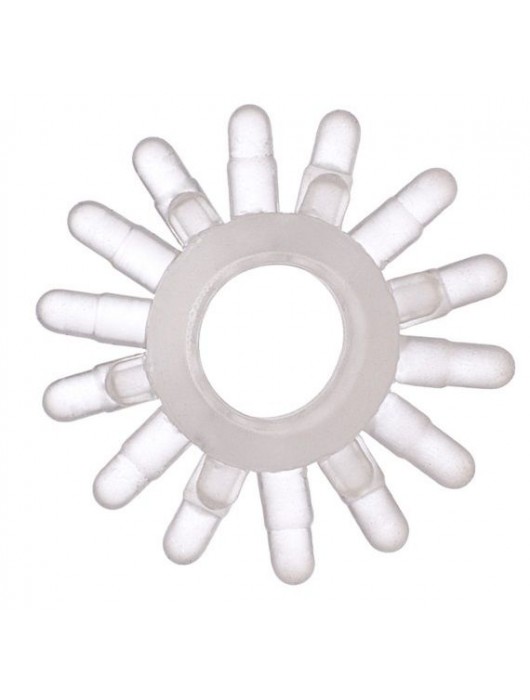 Прозрачное гелевое эрекционное кольцо с шипиками - Toyfa Basic - в Иркутске купить с доставкой