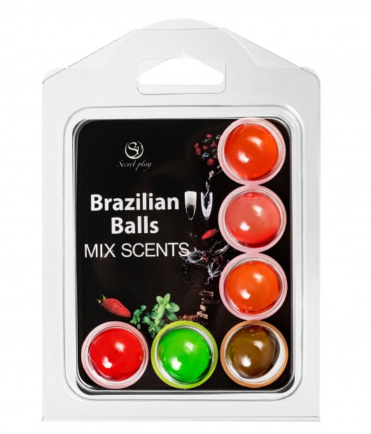 Набор из 6 шариков с ароматизированными массажными маслами Brazilian Balls - Secret Play - купить с доставкой в Иркутске