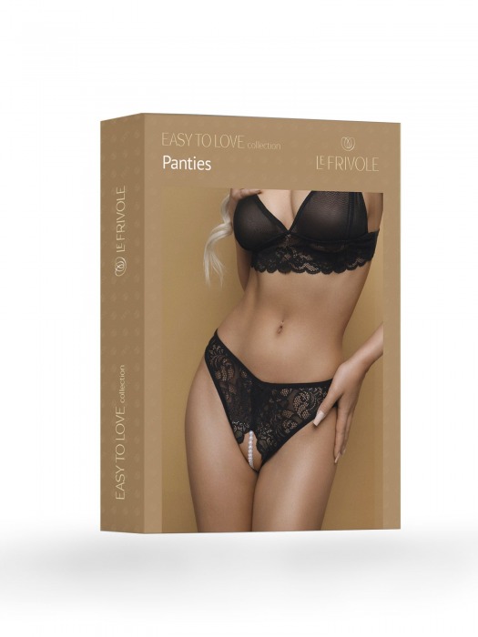 Кружевные трусики с нитью бусин в шагу - Le Frivole купить с доставкой