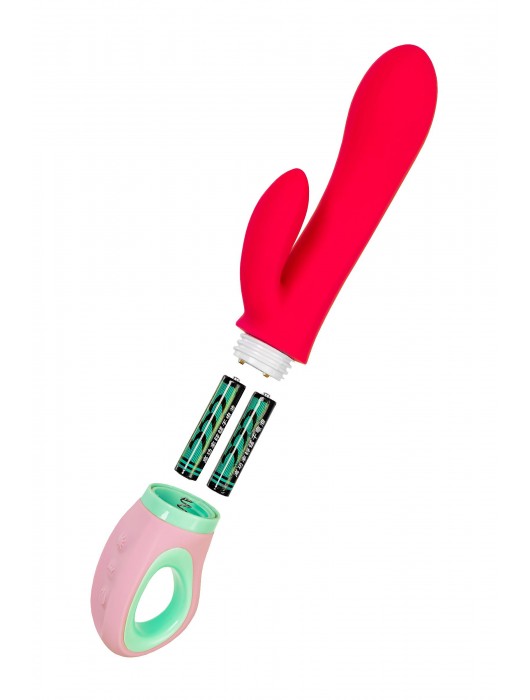 Красный вибратор с клиторальным отростком Petunia - 19 см. - ToyFa