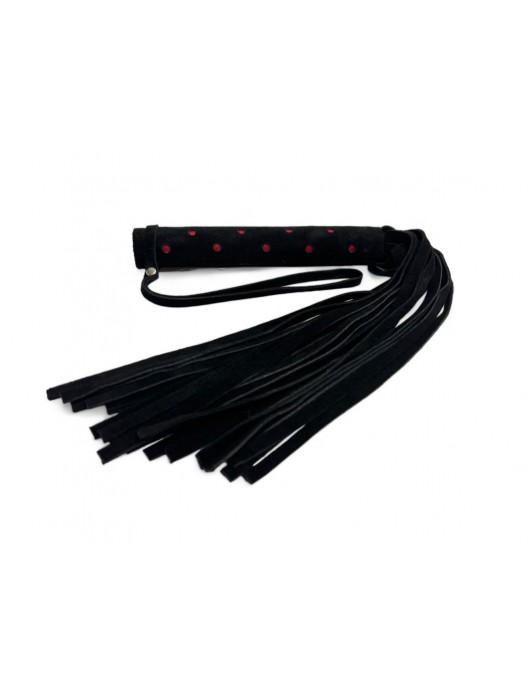 Черная замшевая плеть с красными точками на рукояти Red dot Princess - 43 см. - БДСМ Арсенал - купить с доставкой в Иркутске
