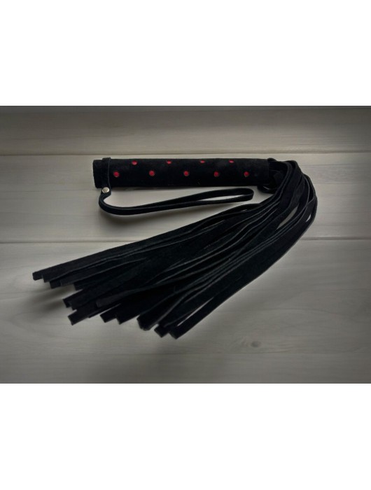 Черная замшевая плеть с красными точками на рукояти Red dot Princess - 43 см. - БДСМ Арсенал - купить с доставкой в Иркутске