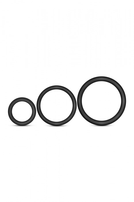 Набор из 3 черных эрекционных колец Cock Ring Set - Blush Novelties - в Иркутске купить с доставкой