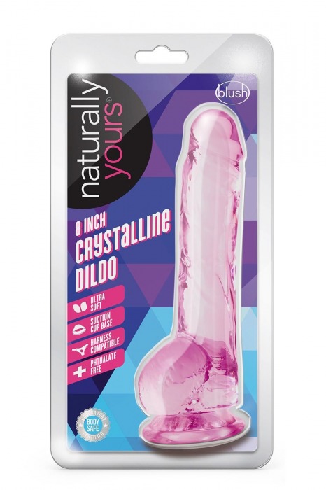 Розовый фаллоимитатор 8 Inch Crystalline Dildo - 19,5 см. - Blush Novelties